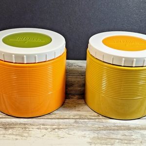 Vintage Thermos King Seeley Insulated Soup Container #1155 Lot Of 2 Orange Gold